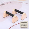 Two solid wood single parallel bars on a floor, one beech and one rubber wood, for home fitness training