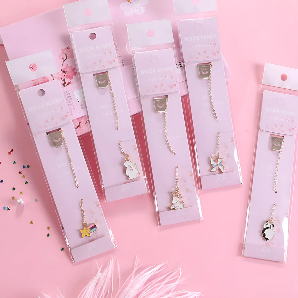 Creative cartoon metal pendant bookmark with alloy construction and colourful cartoon design