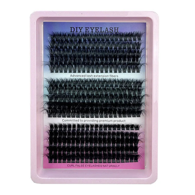 Large capacity high imitation material false eyelash storage box measuring 13.7cm long, shown with mixed lashes.
