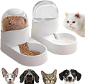 White cat feeder and water dispenser set with wave-pattern design and 2L capacity bowls
