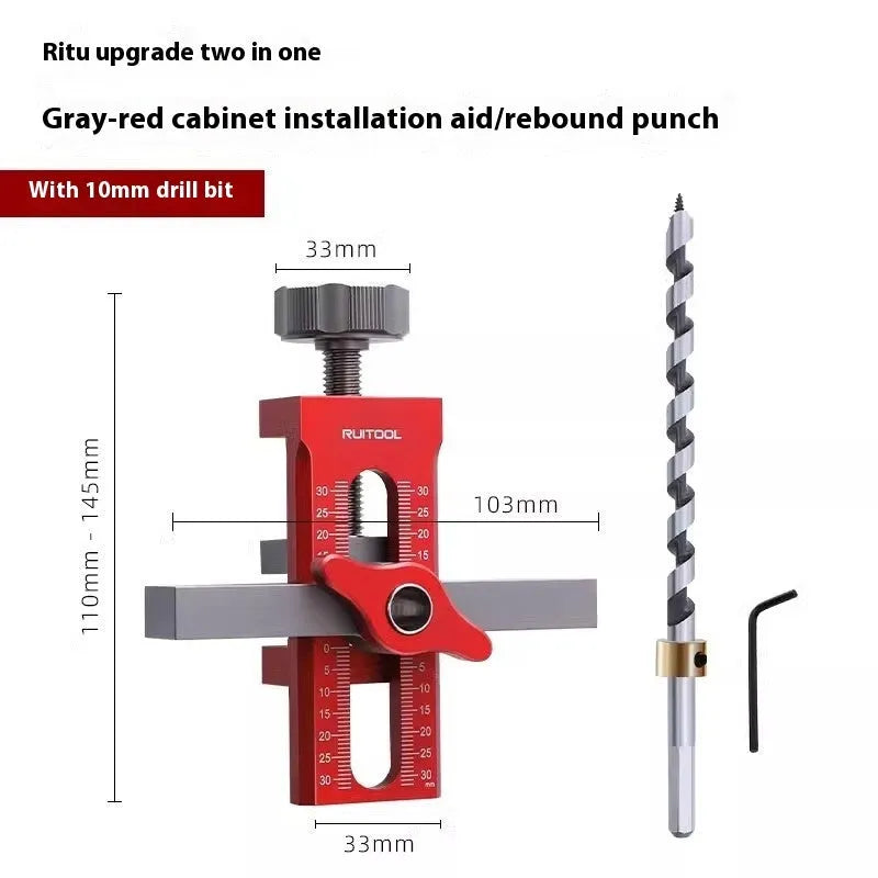 Aluminium alloy cabinet door installation aid tool for woodworking.