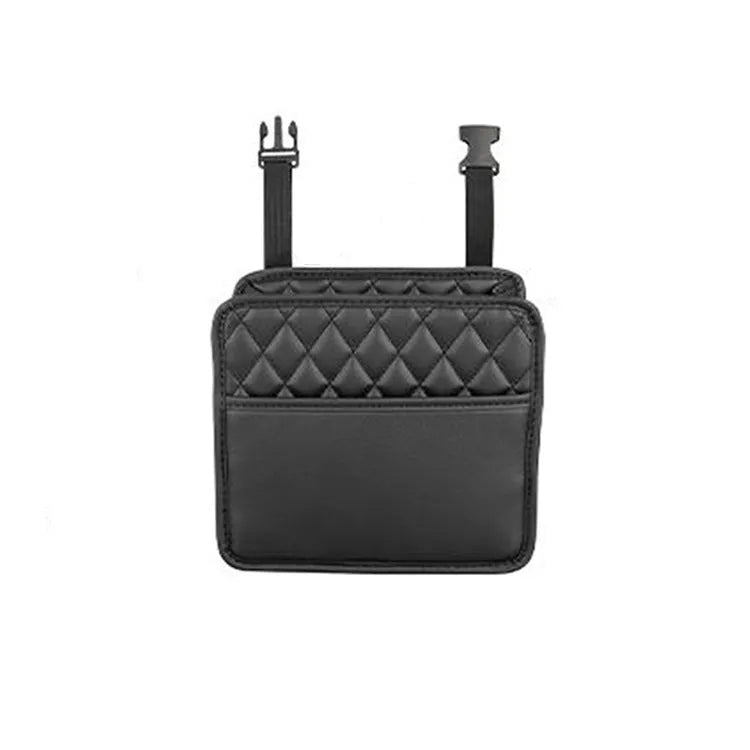 Leather car hanging storage bag measuring 25 × 25 × 8 cm in black, pink, green or white