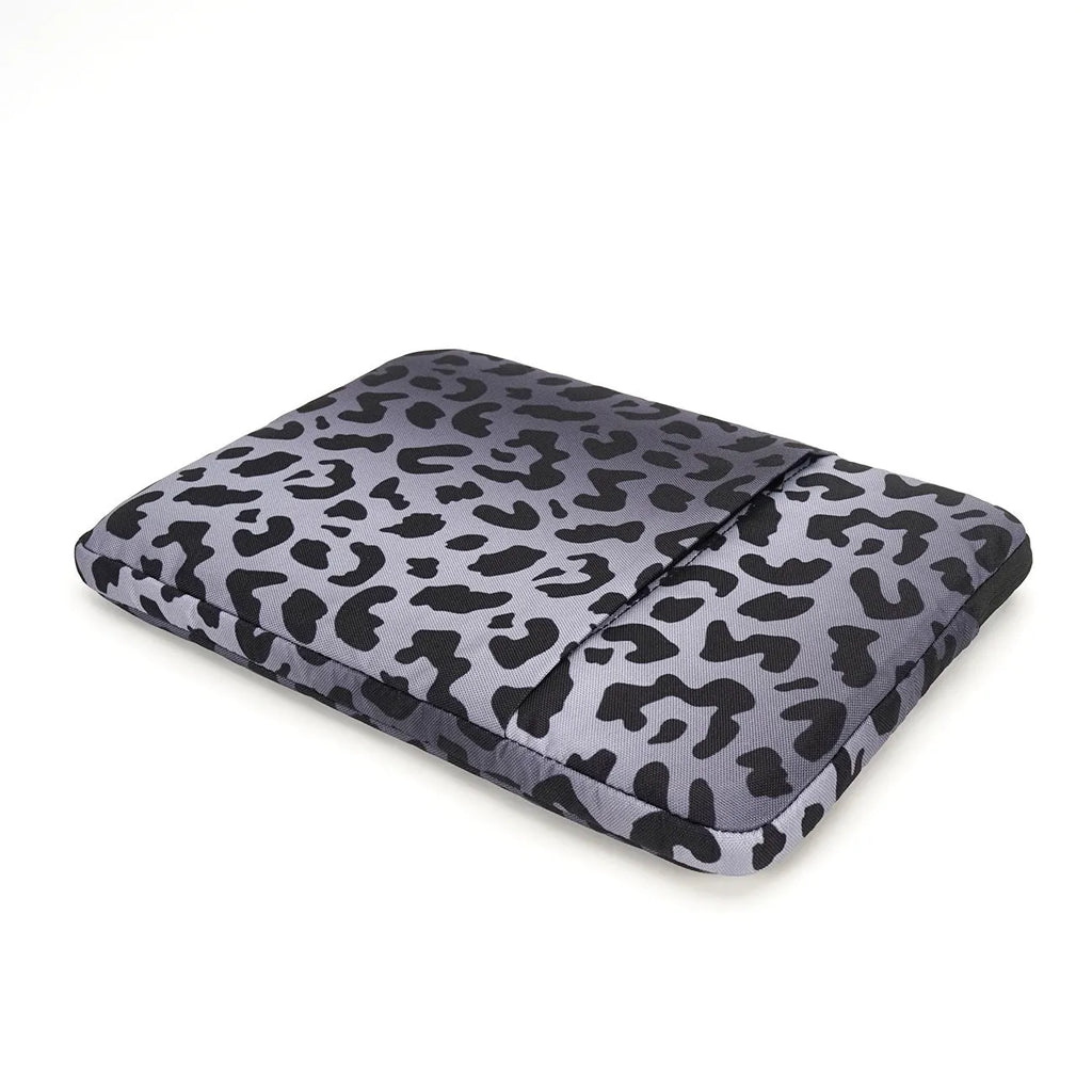 Leopard print laptop sleeve with flannel lining for 13-inch to 16-inch computers