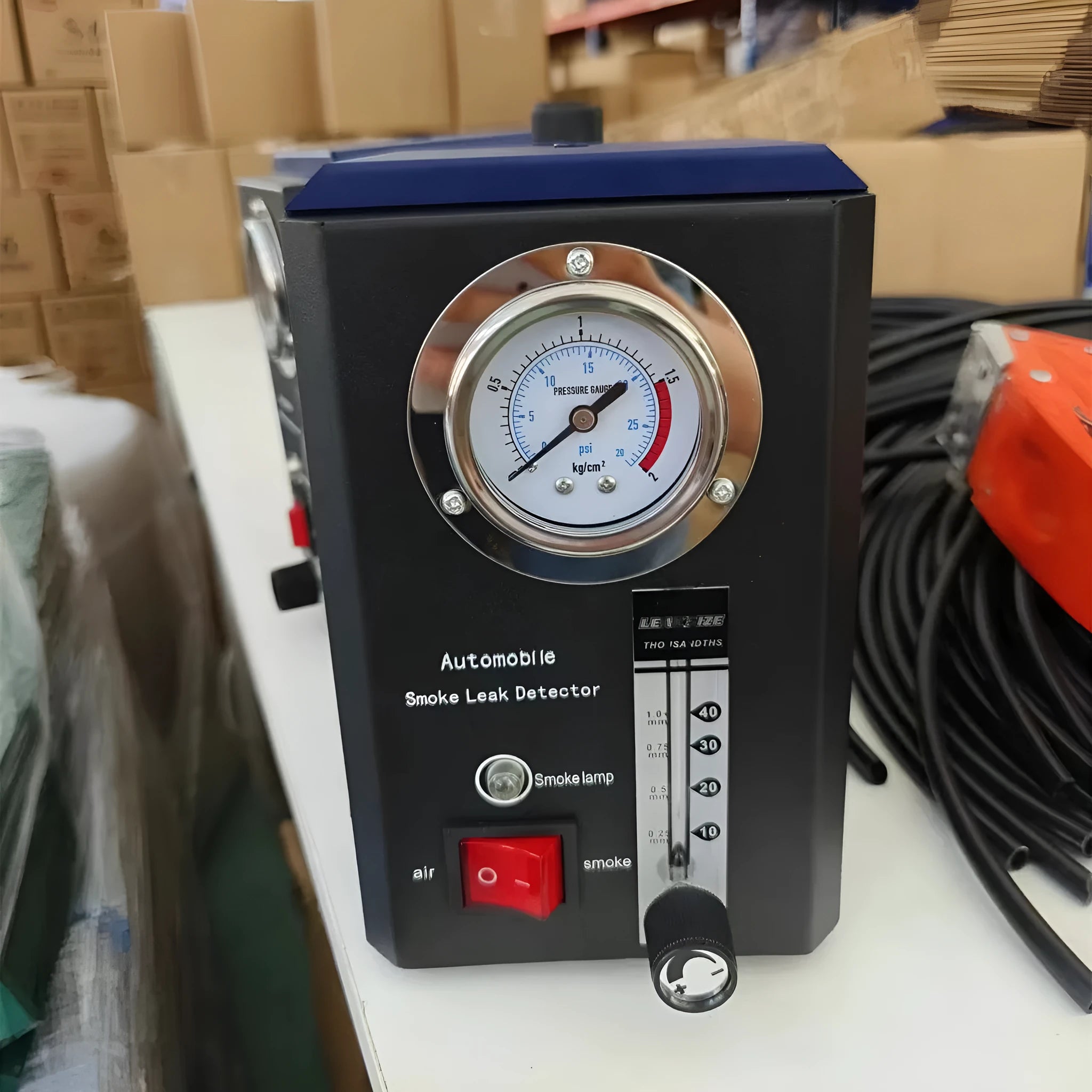 KT9105 handheld car smoke leak detector made from steel for engine vacuum testing.