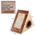 Triangular cat bed with integrated sisal scratching posts in grey and white colour