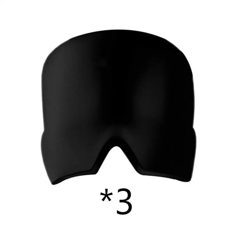 Black elastic gel cold compress eye mask for headache relief with measurements