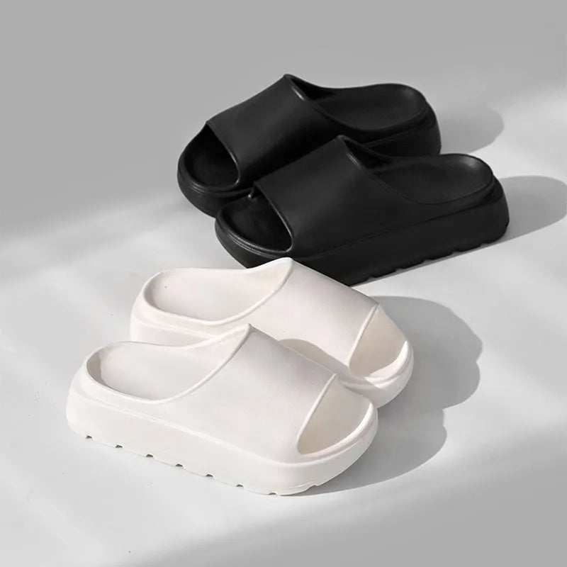 Women's fish mouth slippers with thick 5.5cm EVA sole in beige, black, khaki or rose red colours