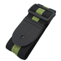 Woven crossbody guitar strap in Army Green colour, showing adjustable buckle and end fittings.