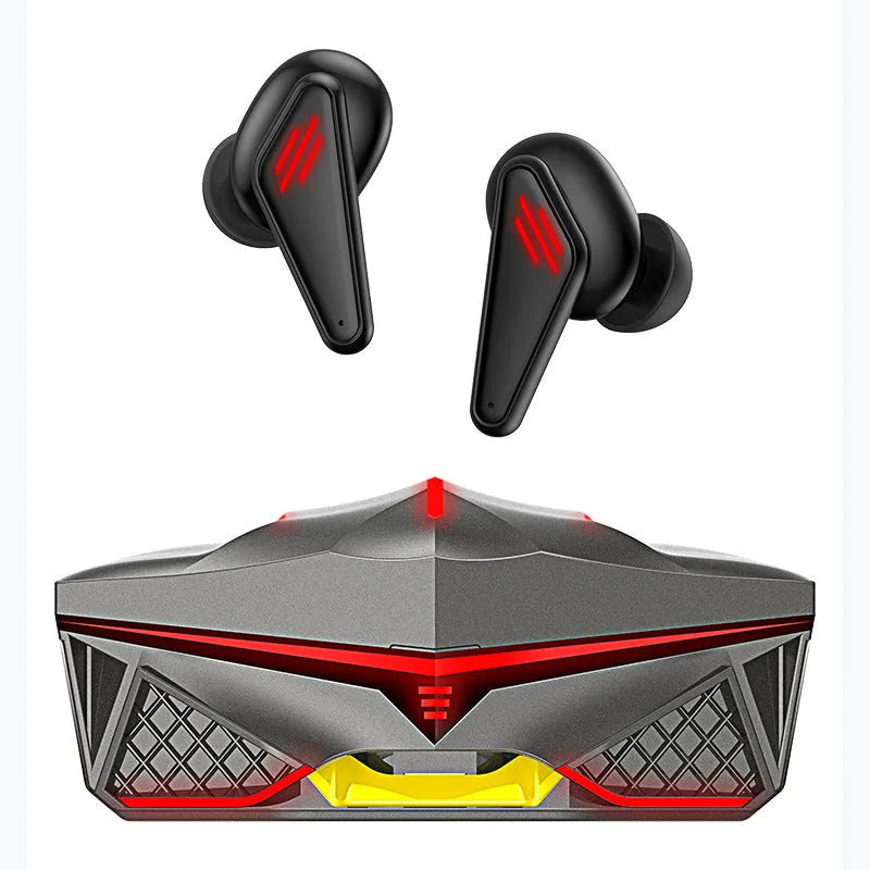 K98 Black TWS wireless Bluetooth earbuds with charging case on black background
