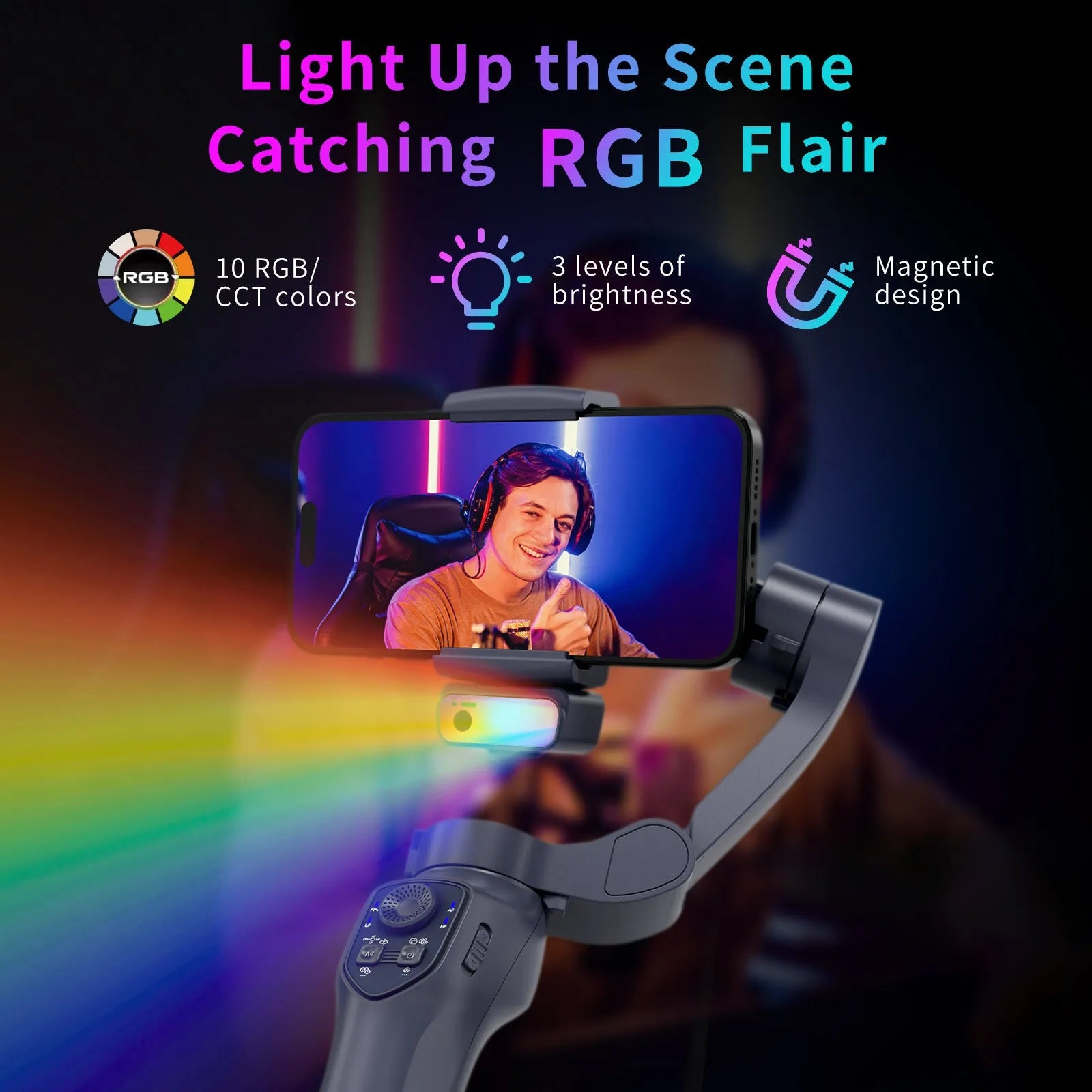 RK series handheld gimbal stabiliser with tripod head in L7Cpro gun colour with folding design