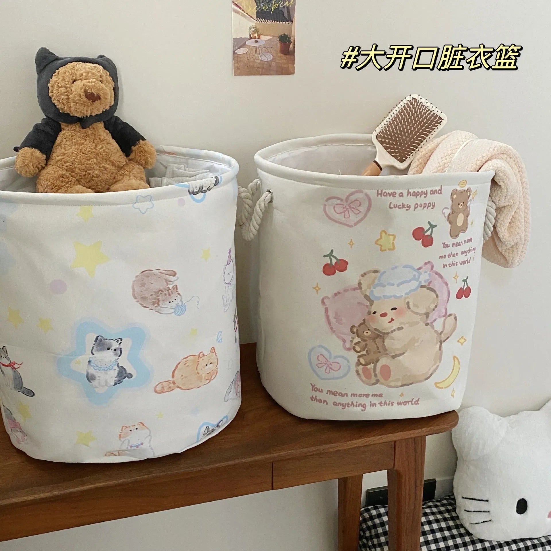 Foldable cotton cloth laundry basket in modern simplicity style with large capacity for bedroom or bathroom storage.