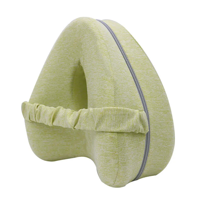 Heart-shaped memory foam leg pillow in blue colour with dimensions 25x23x13cm