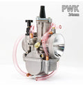Sandblasted PWK motorcycle carburetor kit with sizes from 21mm to 34mm for engine modification.