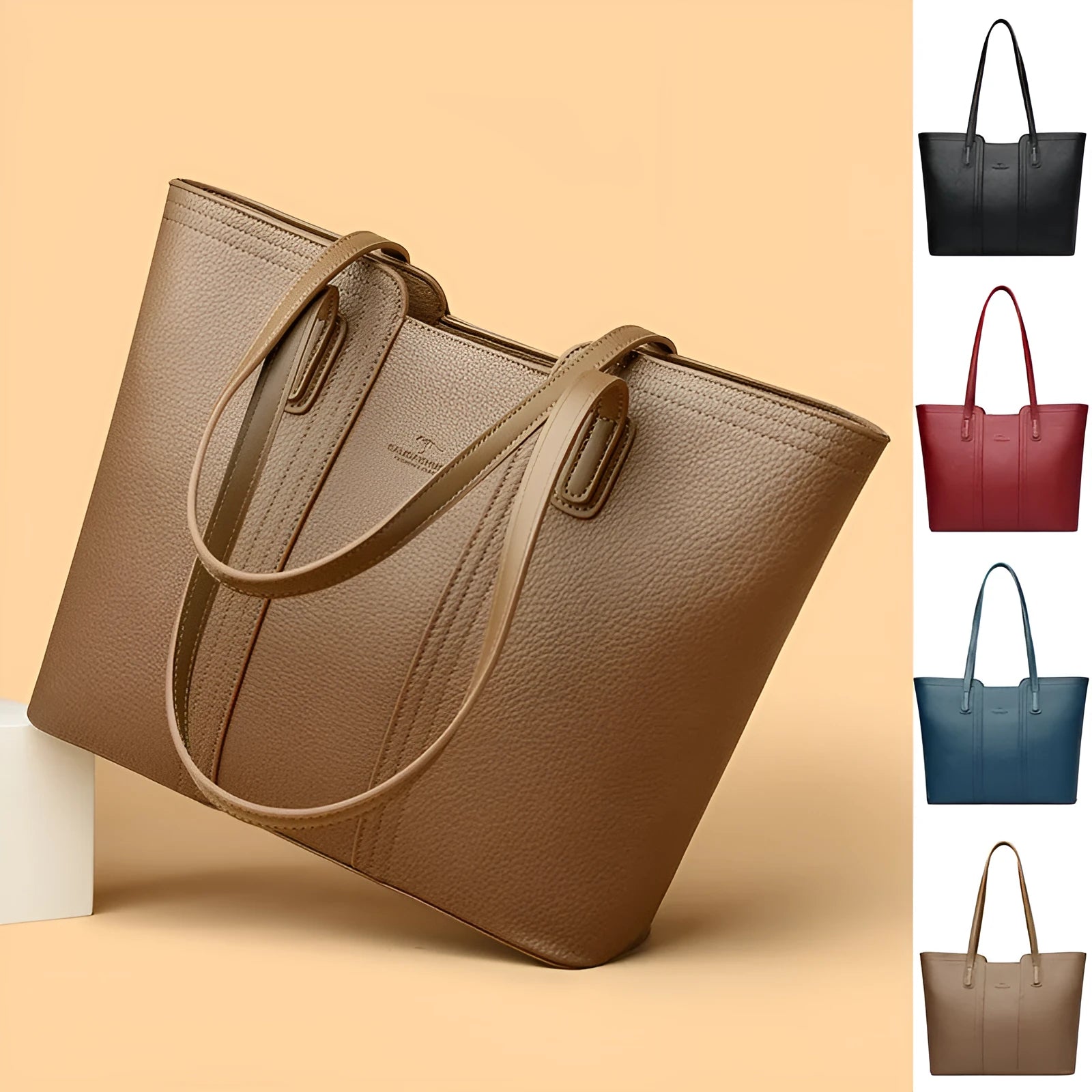 Women's genuine leather shoulder bag in milky white with three-dimensional outer pocket and waterproof finish