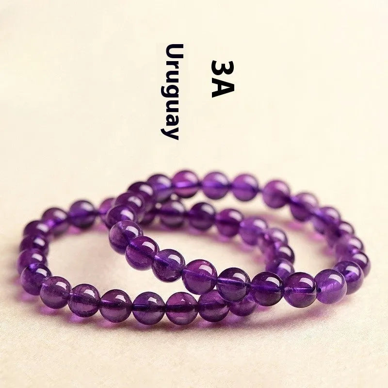 Natural Uruguayan amethyst bracelet with scattered polished beads in multiple size options