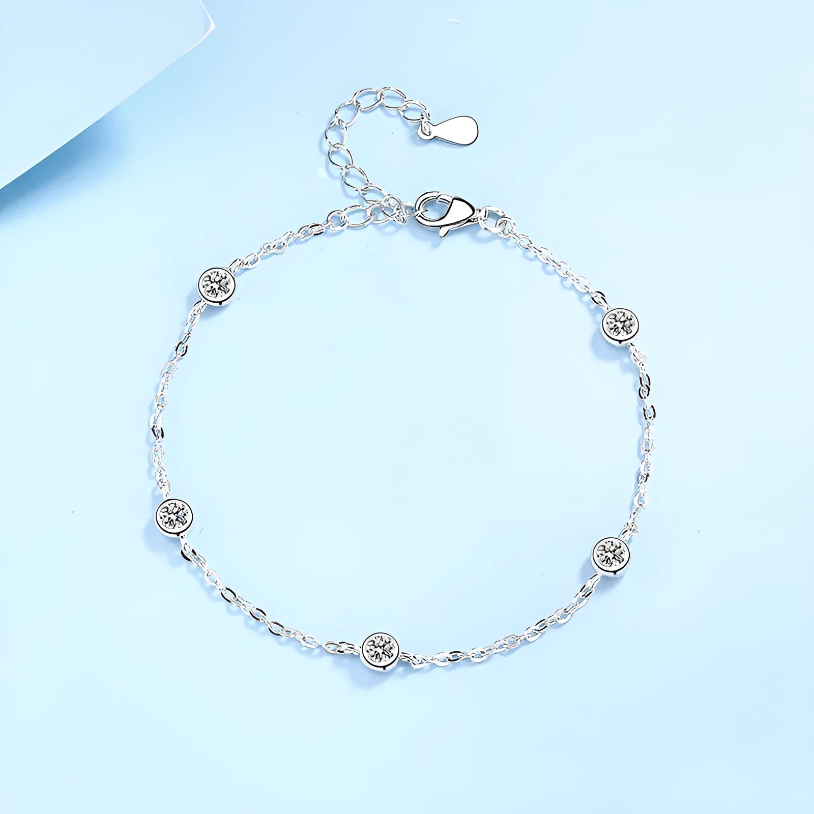 Sterling silver moissanite bracelet with 925 silver, fifty point stones in natural flowing design
