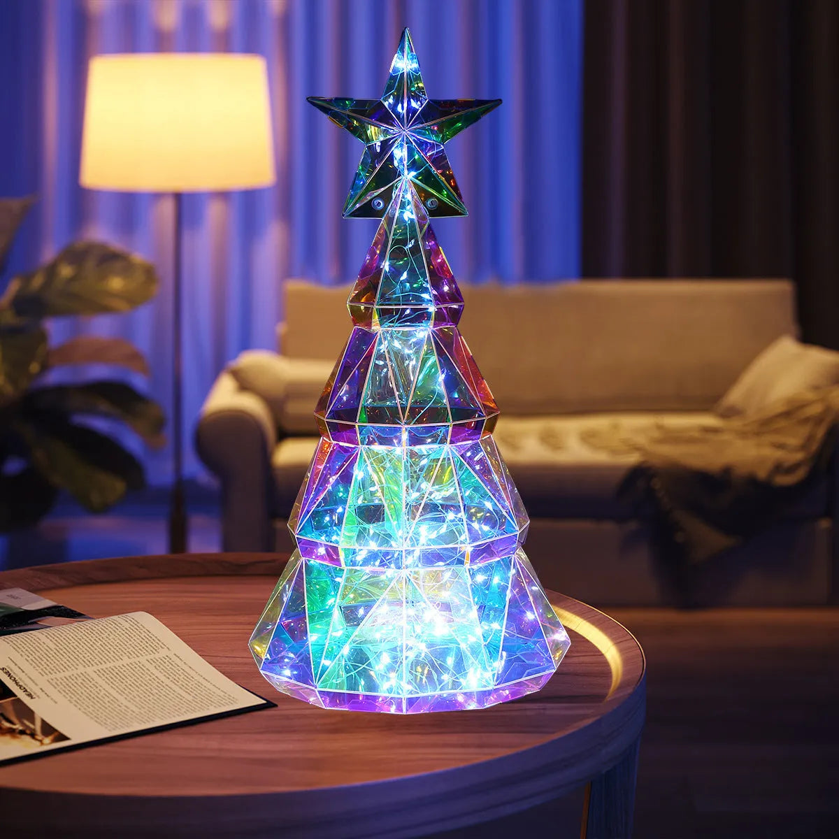 Colourful cartoon luminous Christmas tree decoration with battery-operated lighting