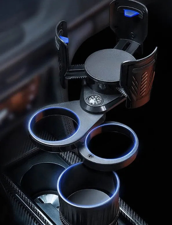 One Point Four Drink adjustable car cup holder with retractable base in carbon fibre black