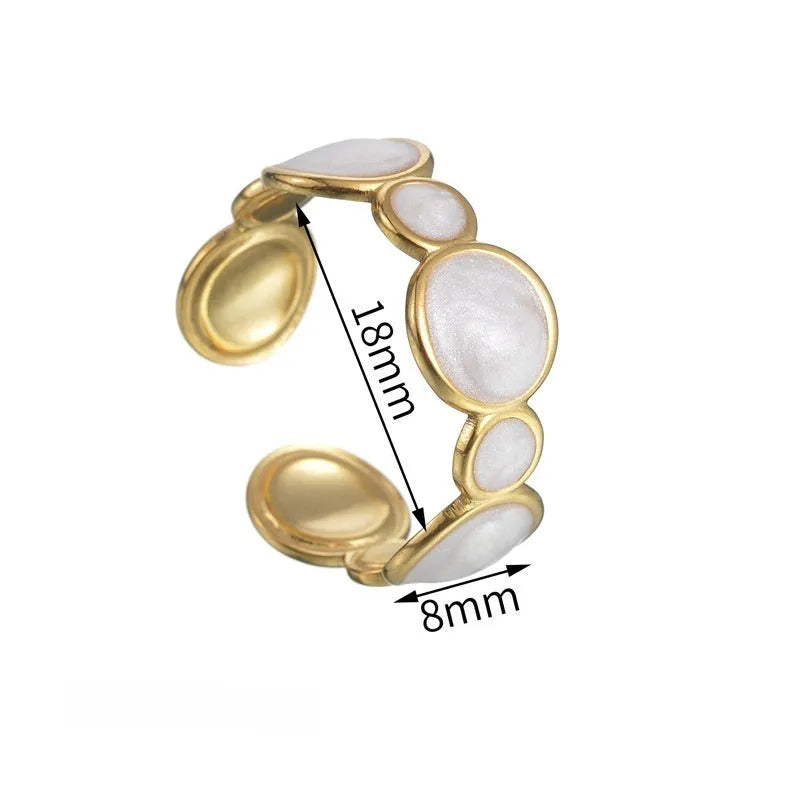 Adjustable stainless steel geometric ring with electroplated finish for women