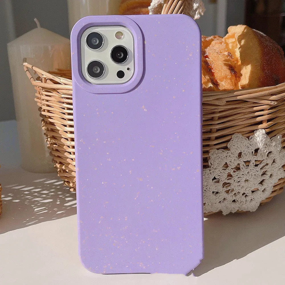 Fully degradable wheat straw fibre iPhone case in various colours for iPhone 14 Pro Max.