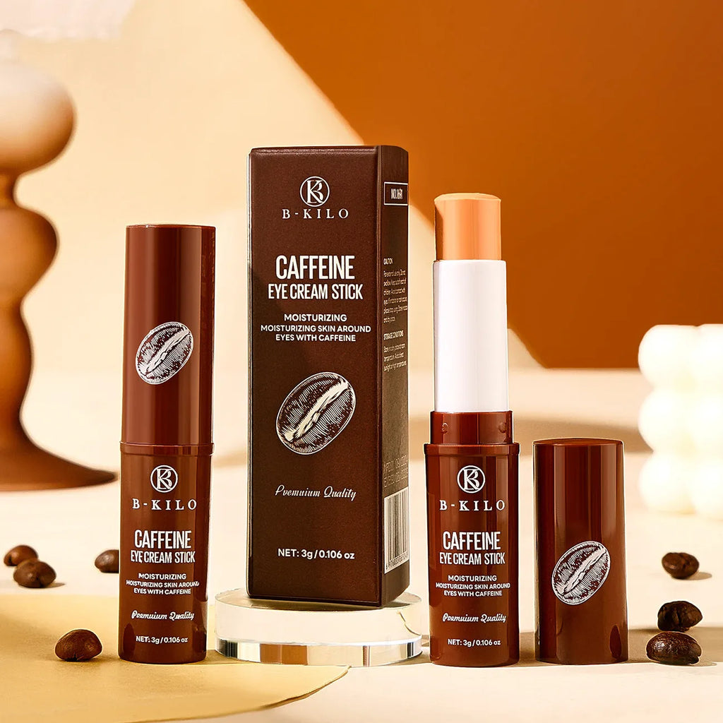 Caffeine eye cream stick in solid 3g format for under-eye hydration and treatment