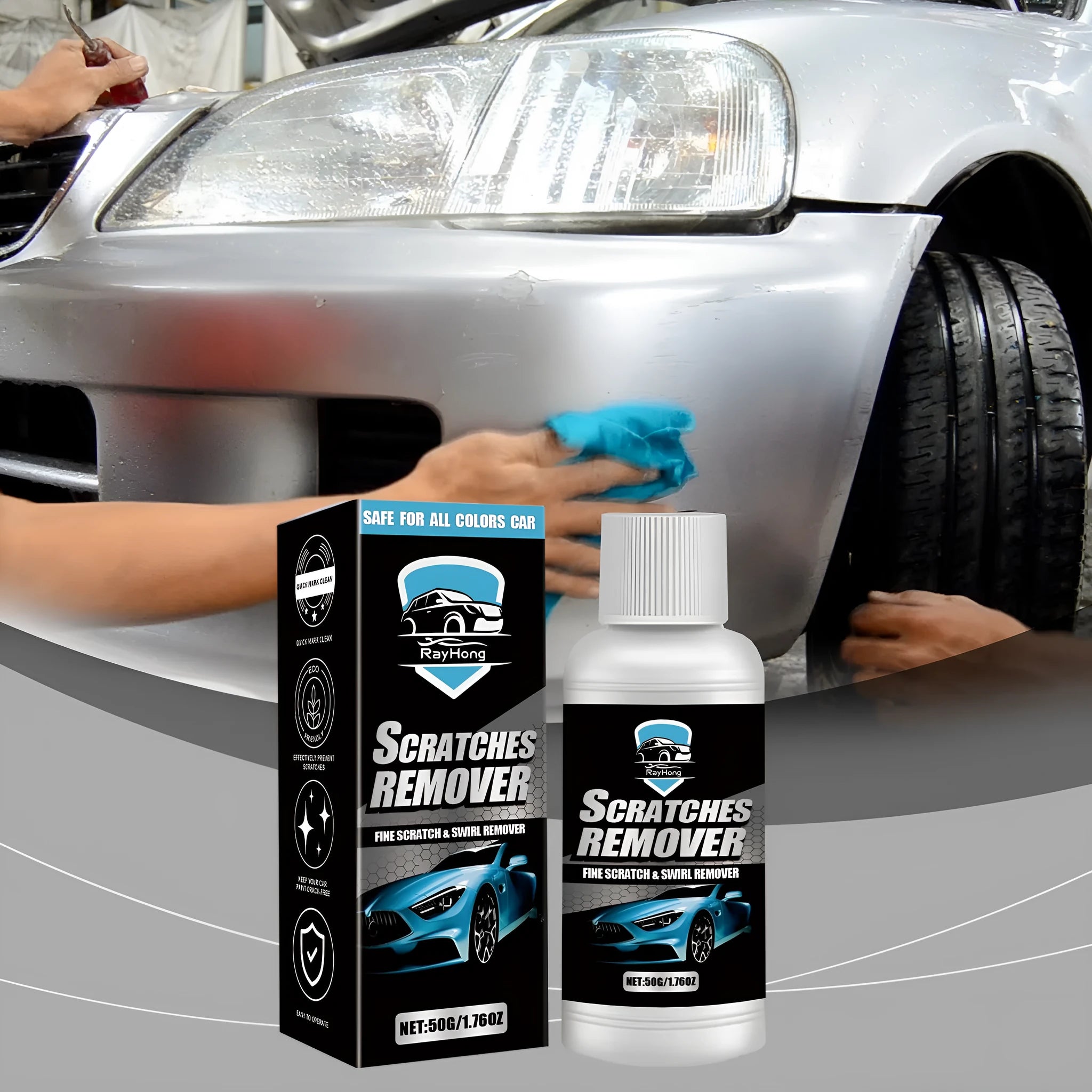 Car mark removal cream stick in 50g tube, 3x9.2cm size, for paint scratch and swirl mark decontamination