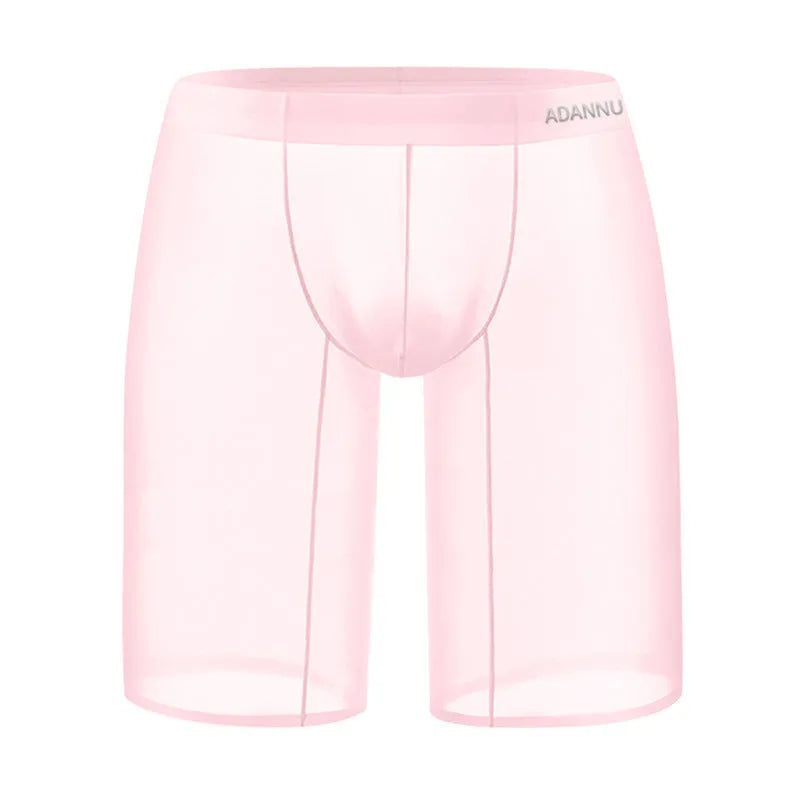 Men's solid colour seamless mesh shorts in knitted nylon fabric.