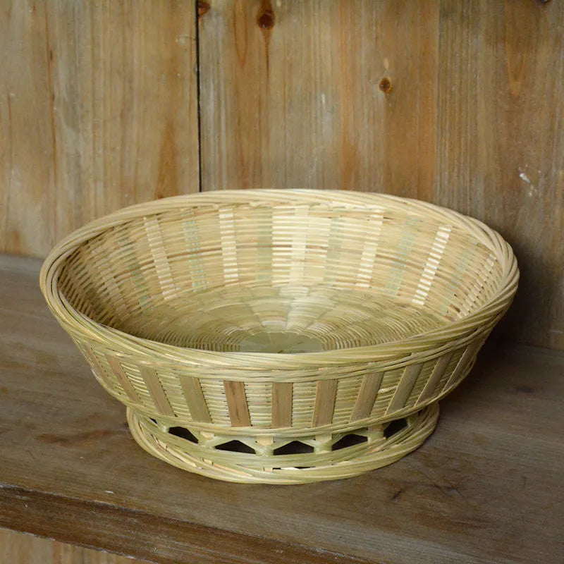 Handmade woven bamboo storage basket in natural colour with three size options
