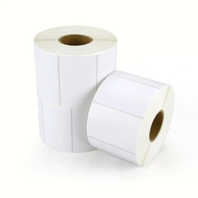 Roll of 160 white 40x40mm four-proof thermosensitive paper adhesive labels for retail pricing