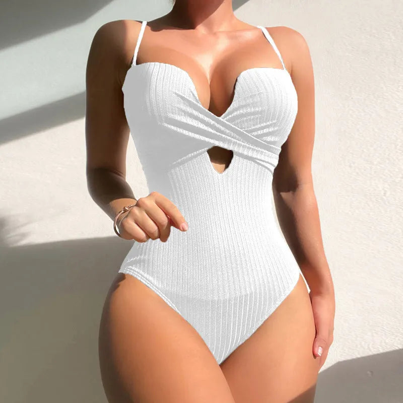 Women's solid colour one-piece swimsuit in slim fit design available in three colours