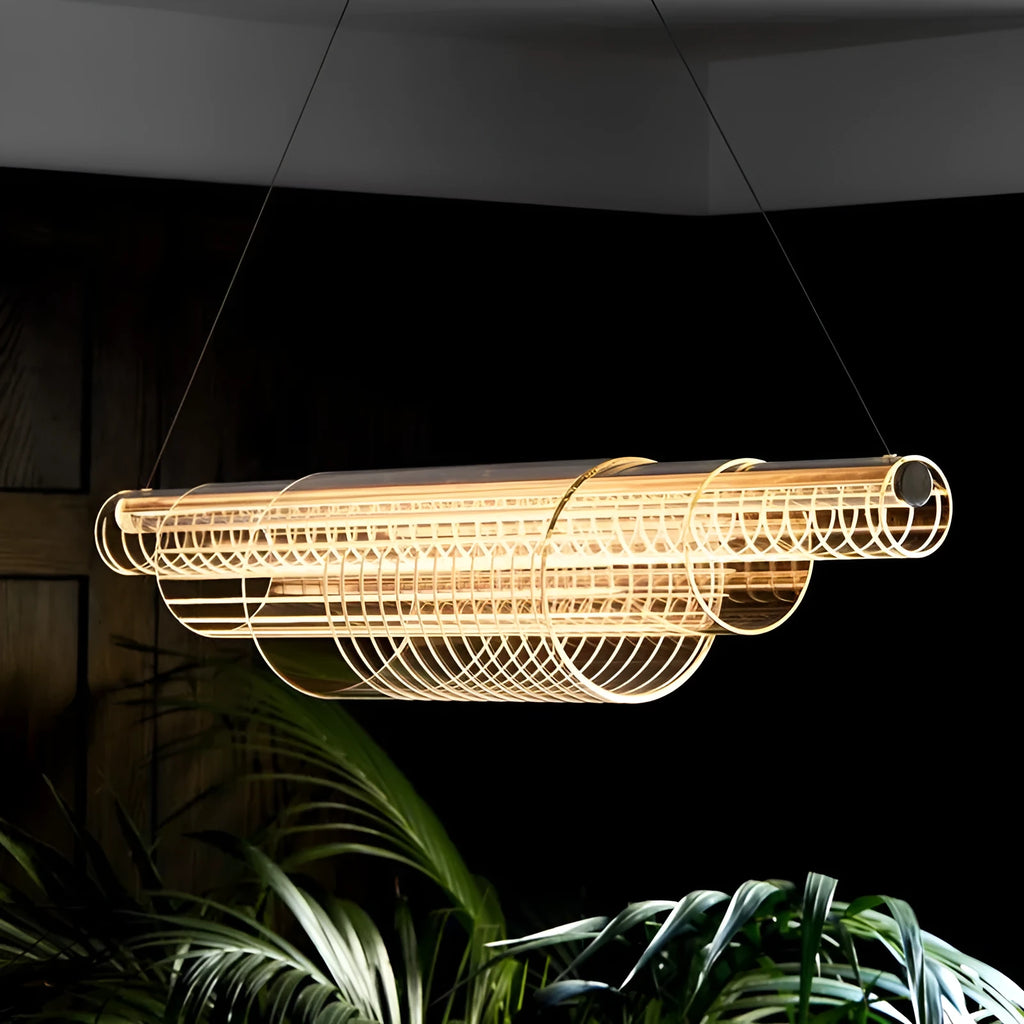 Modern minimalist glass pendant lamp with iron fittings in three size options.
