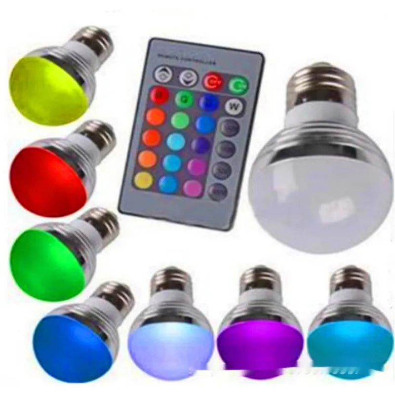 3W RGB LED bulb lamp with seven-color ambience and smart dimming in aluminium body with E27 screw base