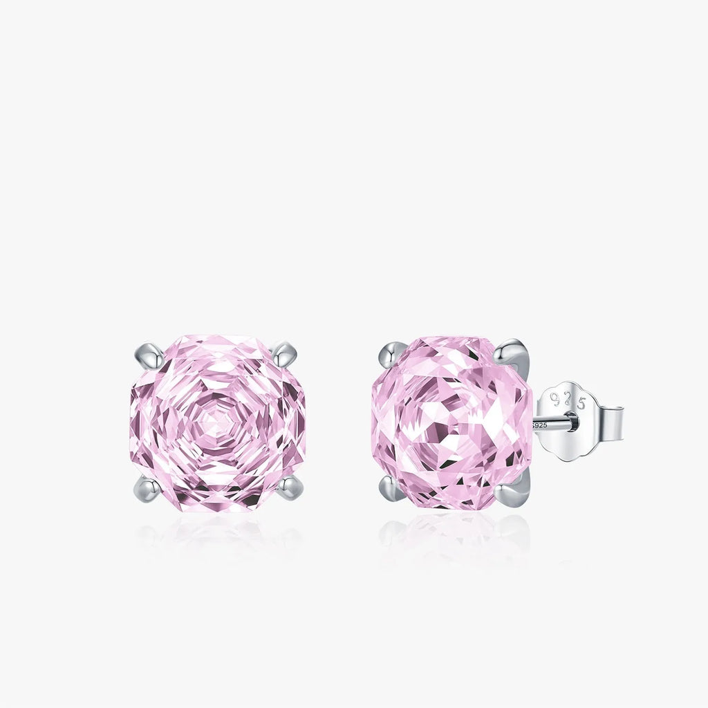 S925 sterling silver rose stud earrings for women in 6mm or 8mm sizes with flower design