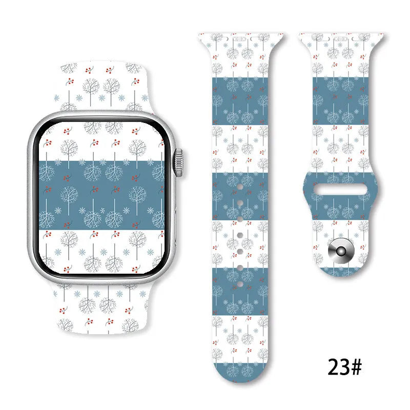 Christmas silicone watch strap in solid colour style 01, fitting 38-49mm watch cases with push-pin fitting