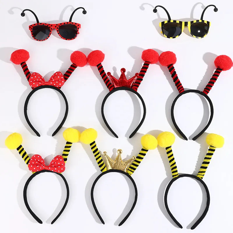 Kids bees party dress up set with headband and glasses in four colour variations