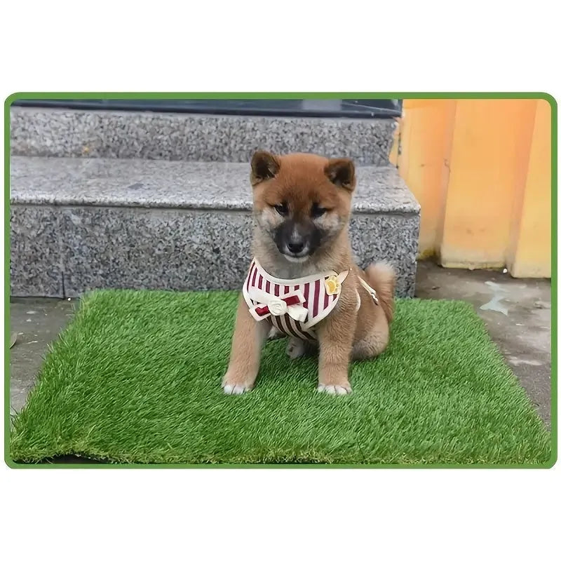 Artificial grass dog toilet training mat shown in three different sizes on a floor.