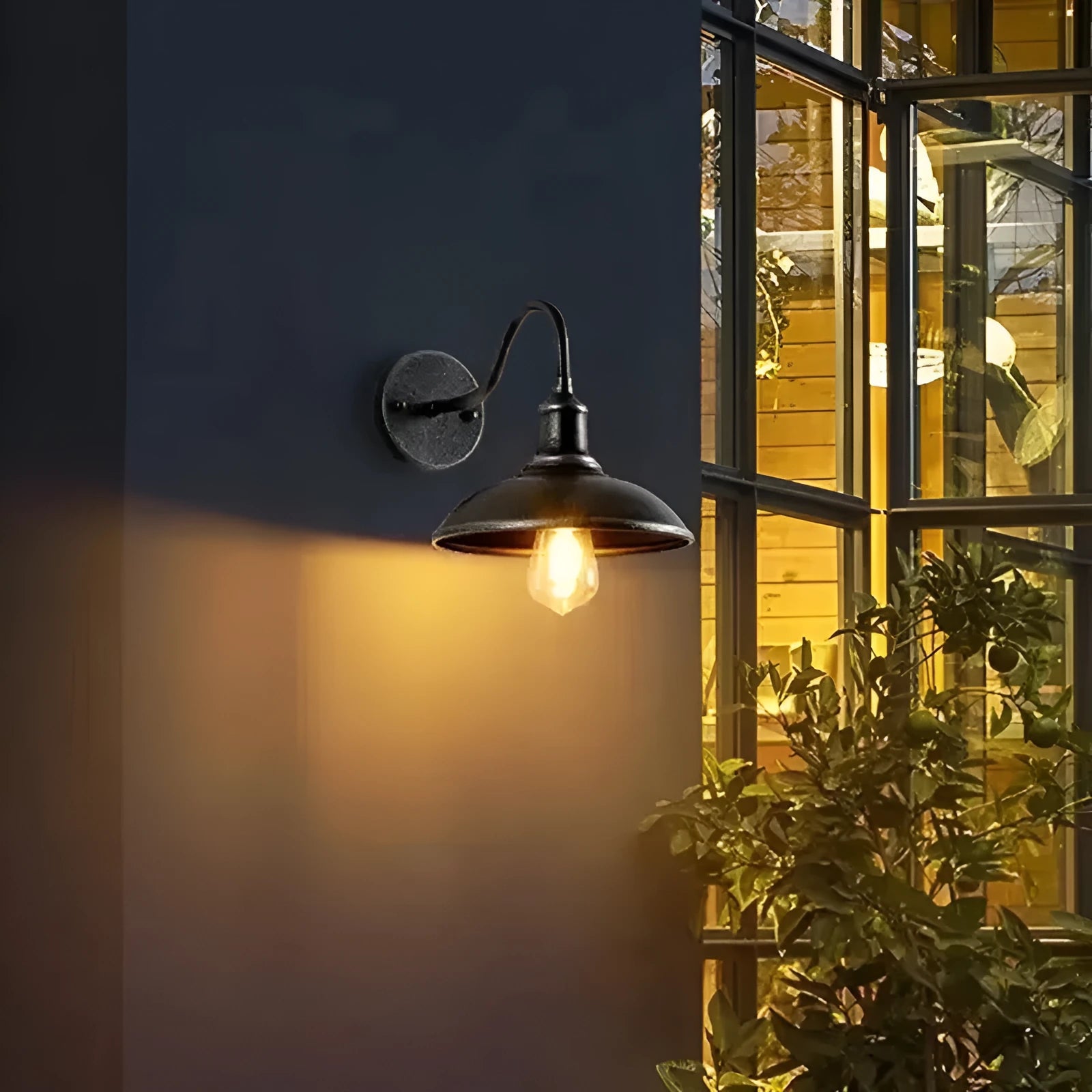 Retro style outdoor wall lamp for villa courtyards in silver or copper finish with waterproof garden lighting