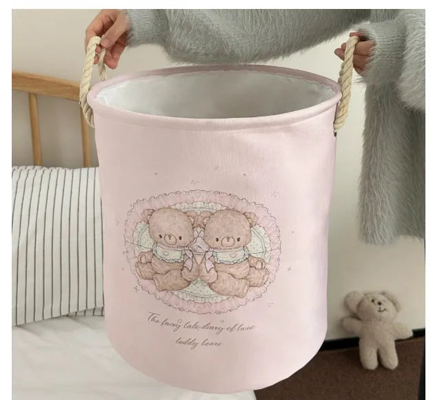 Foldable cotton cloth laundry basket in modern simplicity style with large capacity for bedroom or bathroom storage.