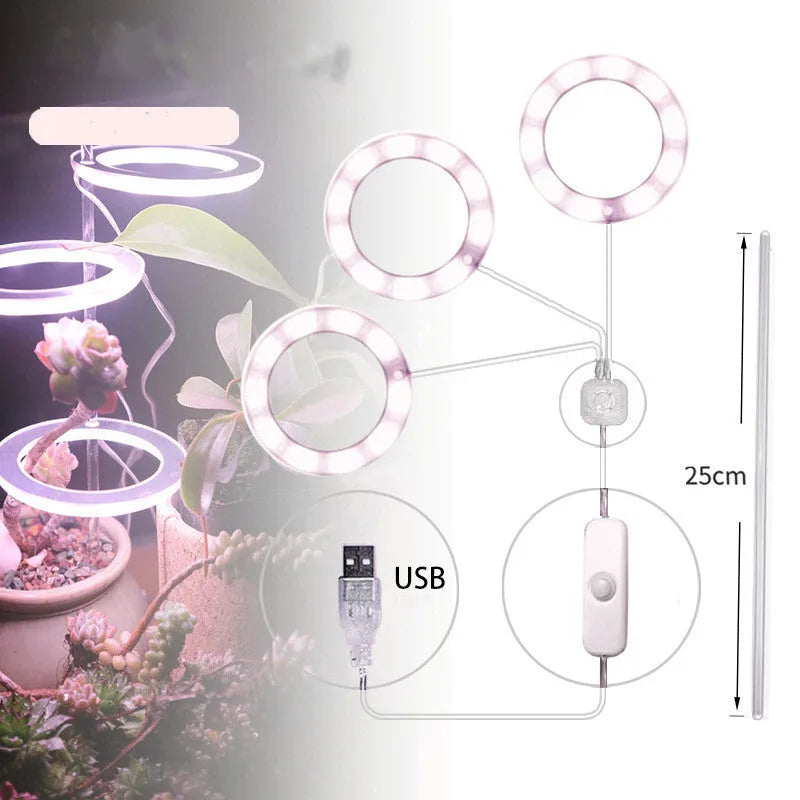USB LED full spectrum plant grow light with acrylic stick on white background