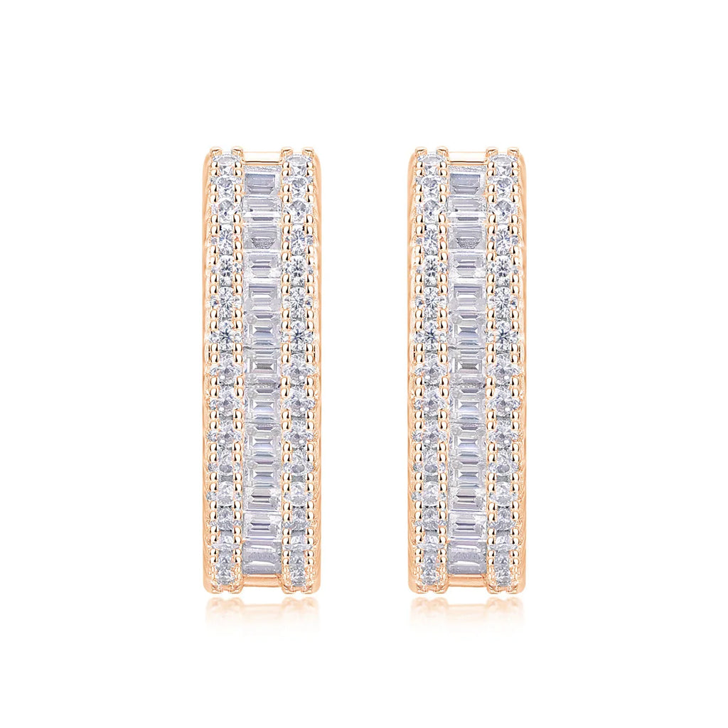 Weaving Light moissanite stud earrings in S925 silver with platinum plating, golden colour, in gift box