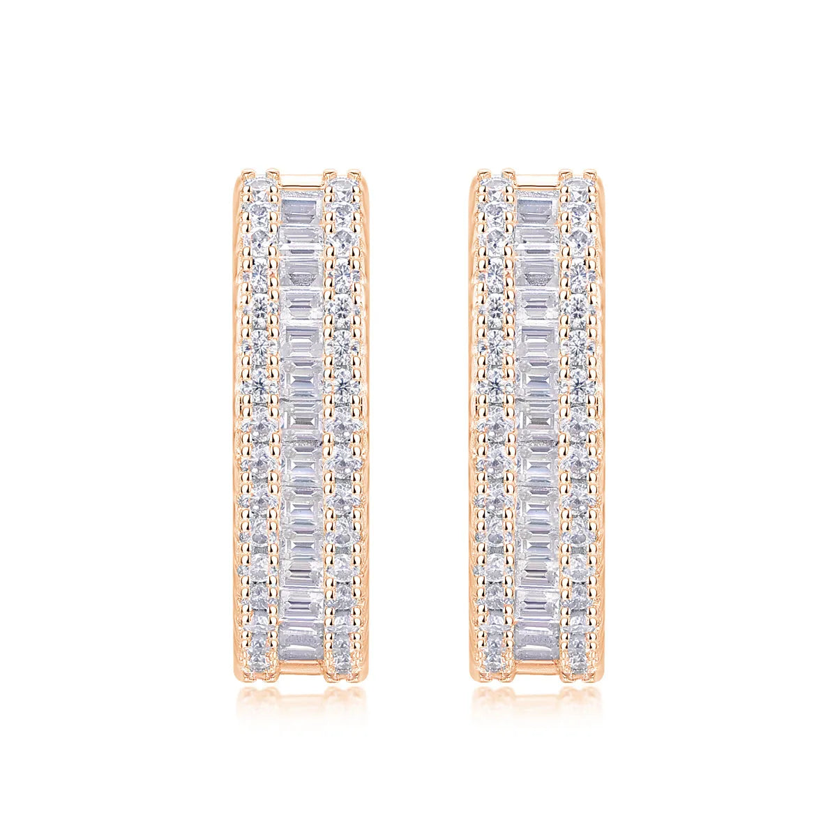 Weaving Light moissanite stud earrings in S925 silver with platinum plating, golden colour, in gift box