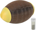 Ellipse-shaped corrugated paper catnip ball toy for scratching and chasing.