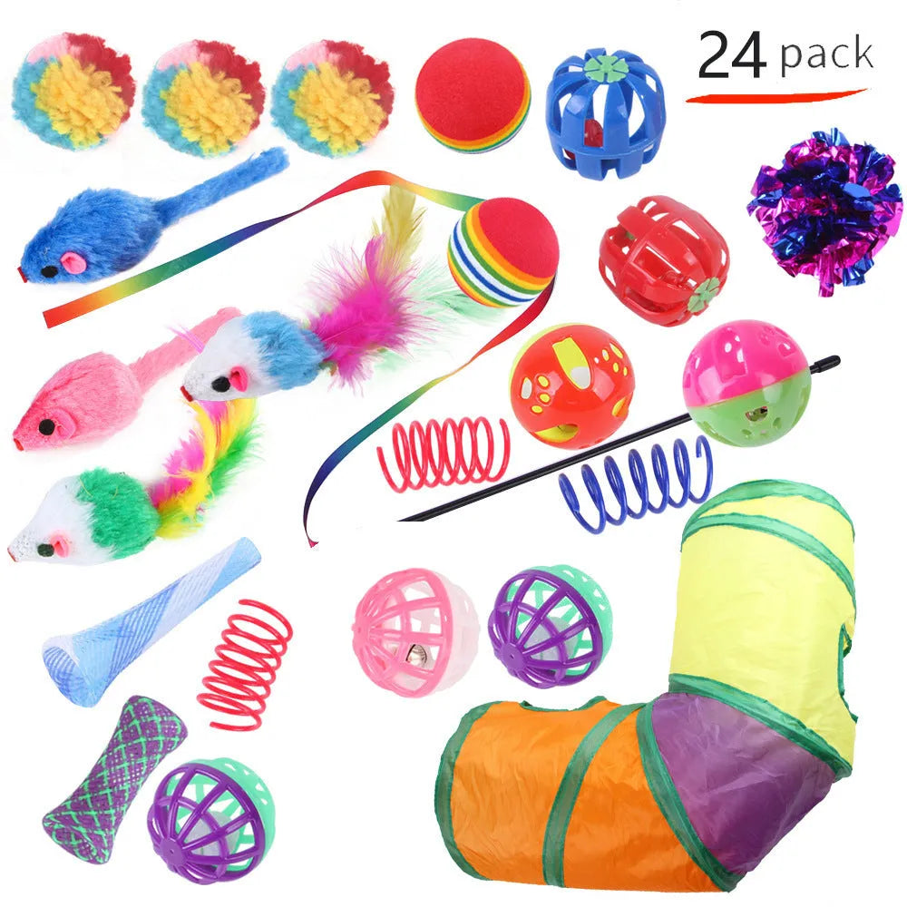 Plastic cat toy suit with tunnel channels in a selected colour from the B99801-B99855 range