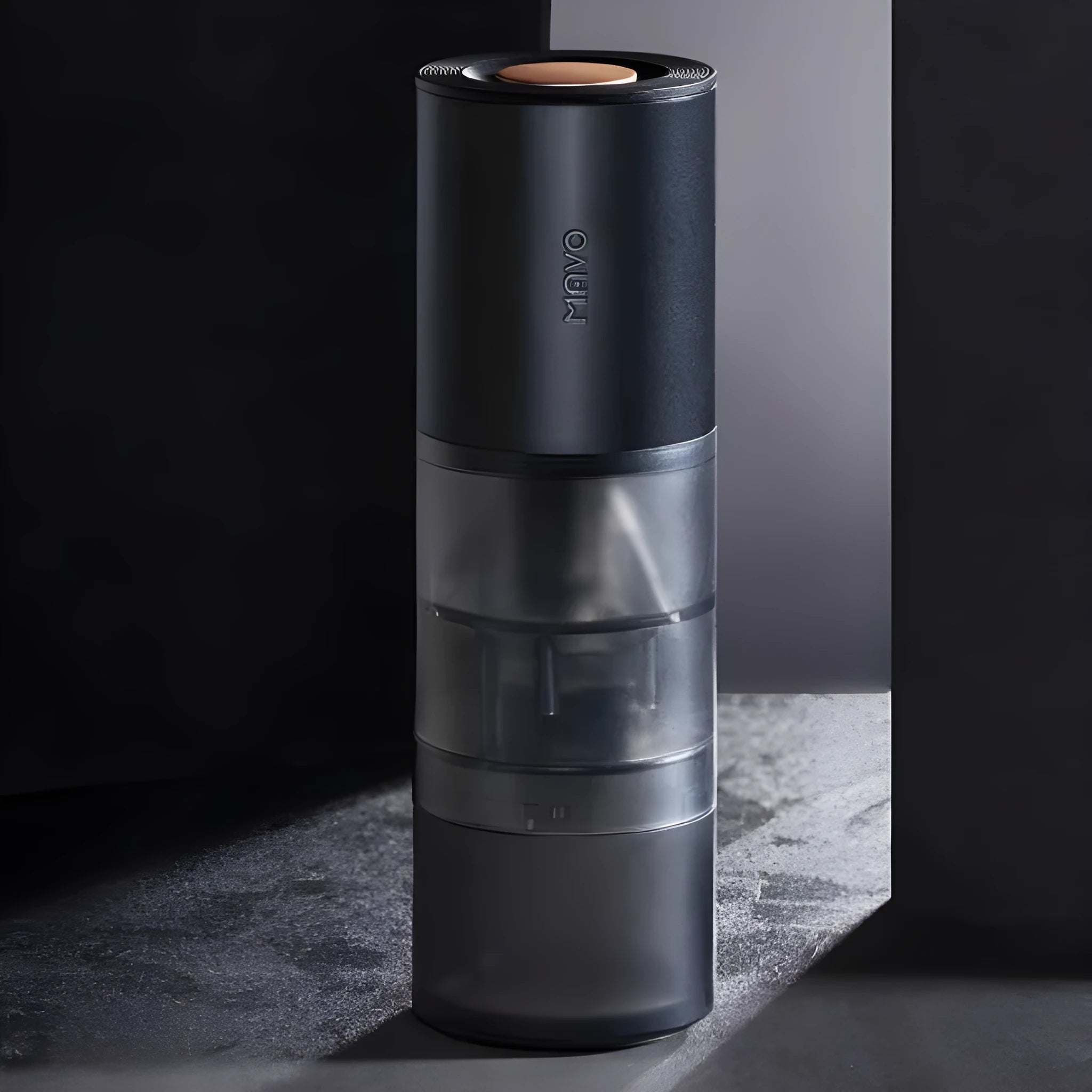 Aurora Italian hand brewed automatic electric coffee bean grinder with stainless steel blade, handle, and portable bag