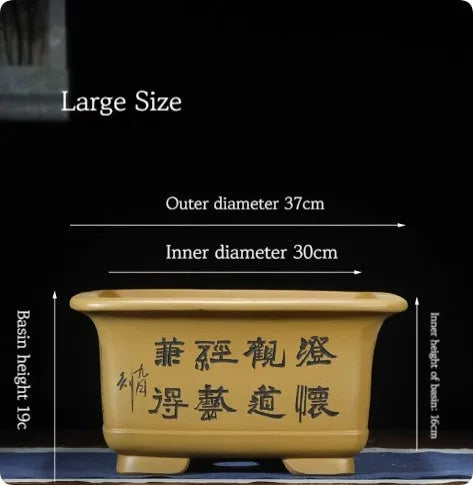 Large purple clay Chinese style flower pot for indoor plants