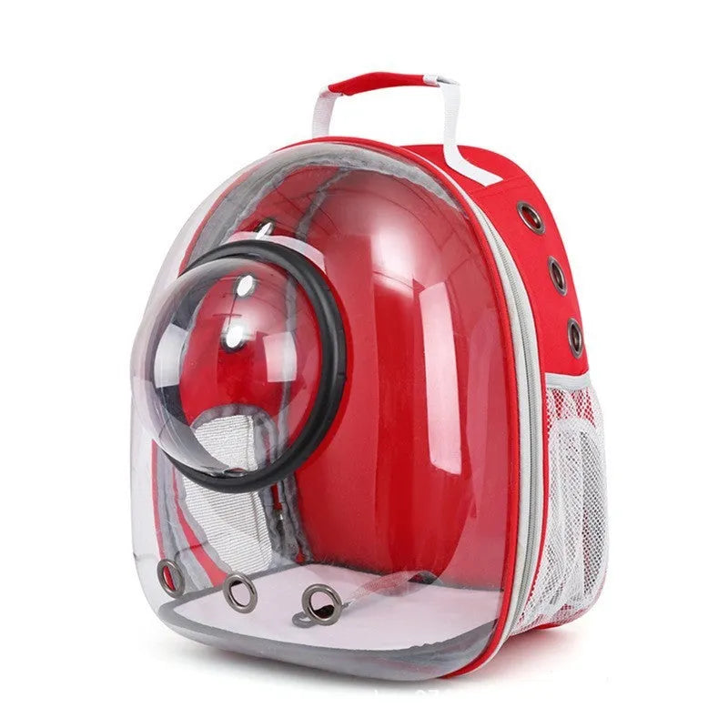 Polycarbonate pet carrier bag with side opening panel in medium capacity for cat transportation