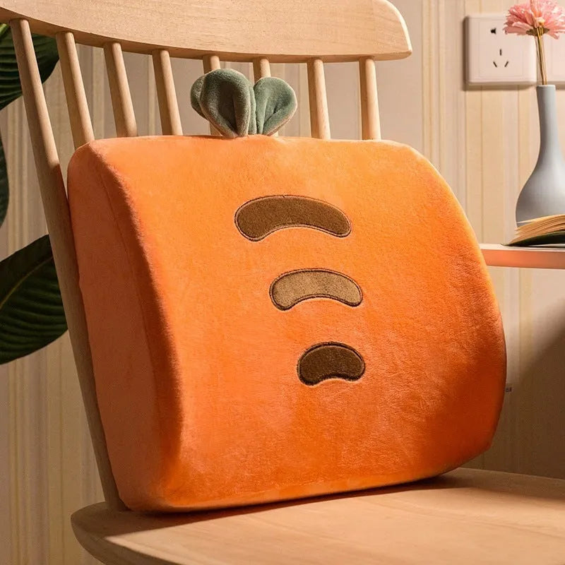 Cartoon memory foam seat back pillow with removable inner core for office and car chairs
