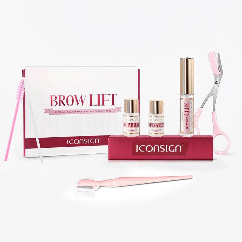 Pink eyebrow quick ironing perm kit with complete set for DIY eyebrow styling