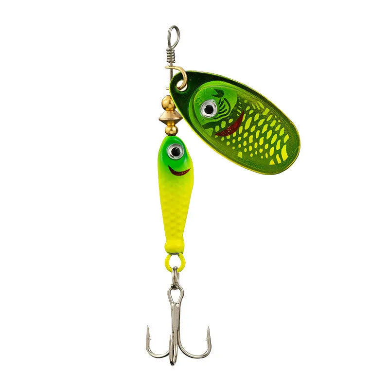 Rotating sequins hand-cranking metal composite simulation fishing lure in blue, size 9g 7cm