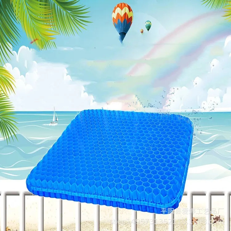 Square honeycomb-patterned gel seat cushion with a removable cover for pressure relief